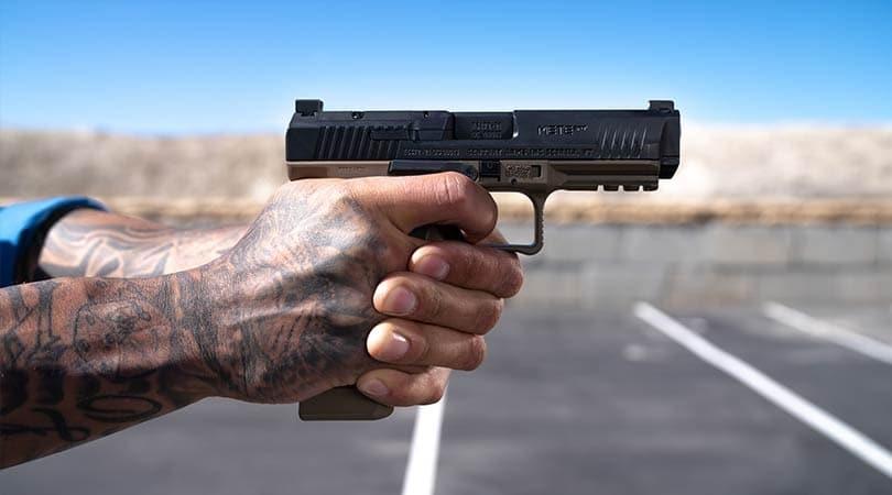 Canik's TP9 Series pistol in hand