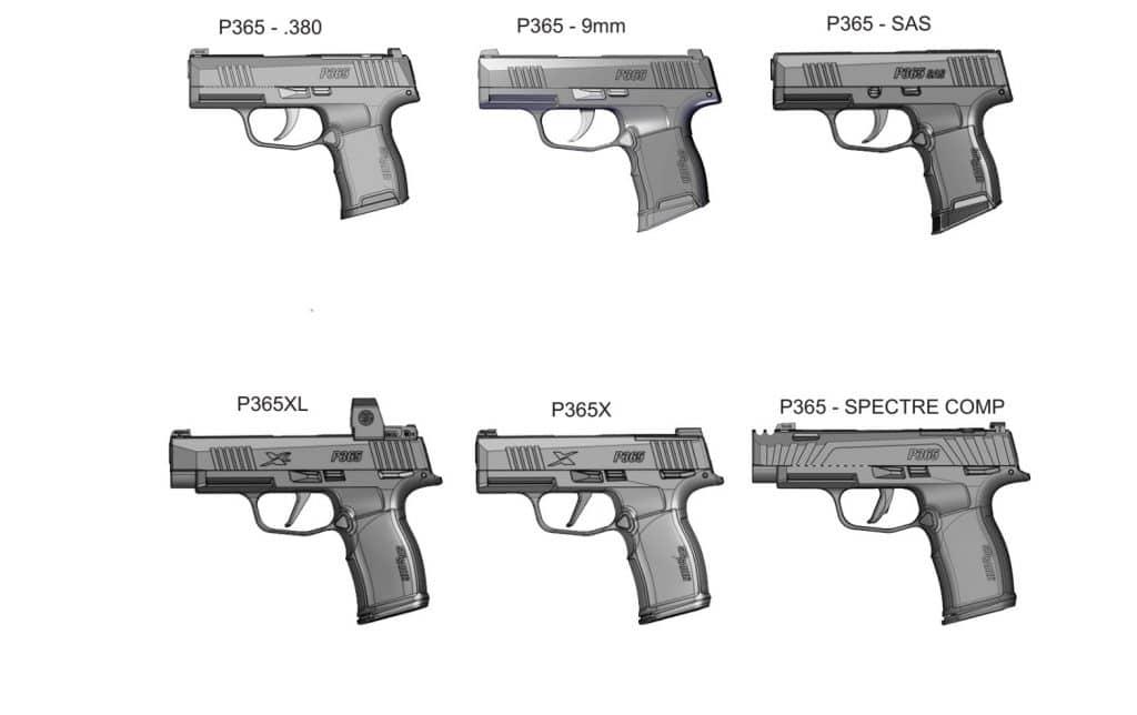 The various P365 sizes.