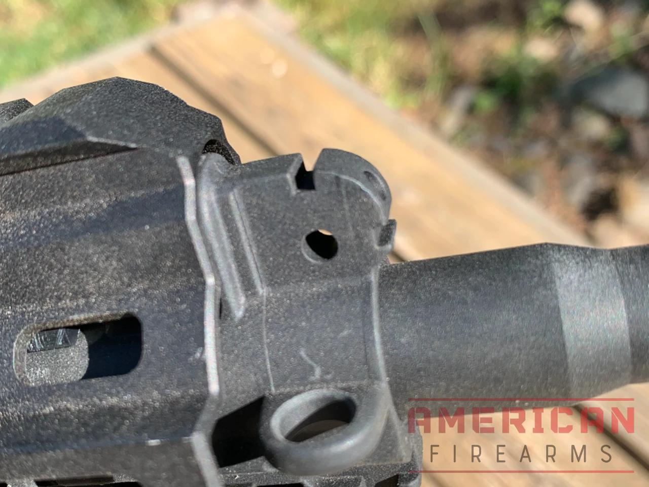 Yes, the HK416 .22LR includes a few faux components, like this all polymer gas block, but I think these add to its charm.