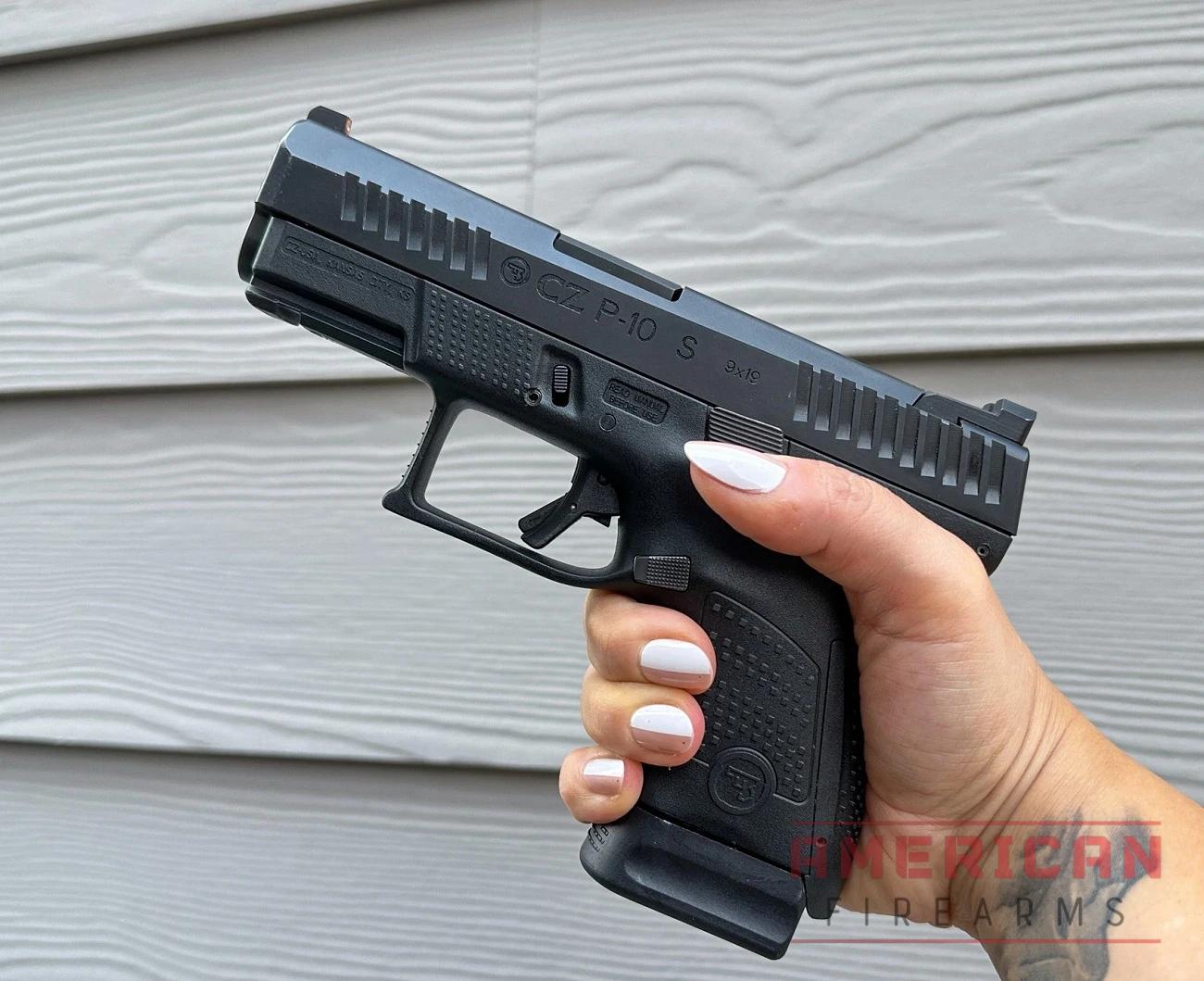 The CZ P10-S in hand.