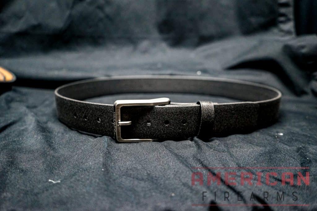 A traditional gun belt is stiffer than standard belts but still has a lot of the same shortcomings. Ratchet belts solve for a lot of these issues.