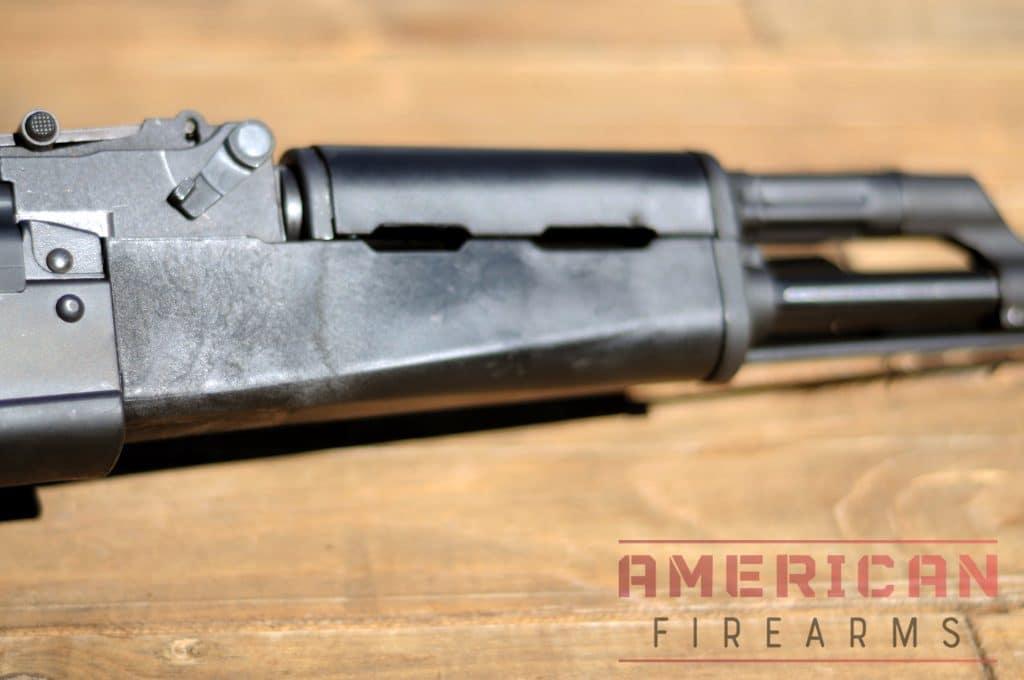 The AK foregrip is polymer, slick, and fat.