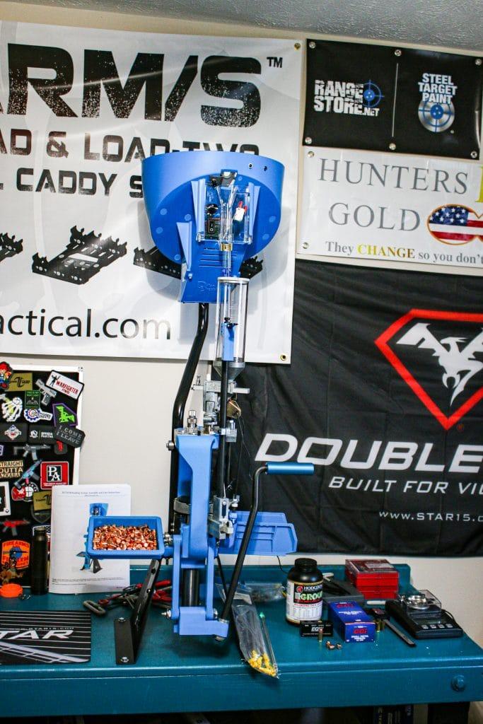My Dillon XL750 reloading press knocks out 5.56, 9mm, and everything in between.