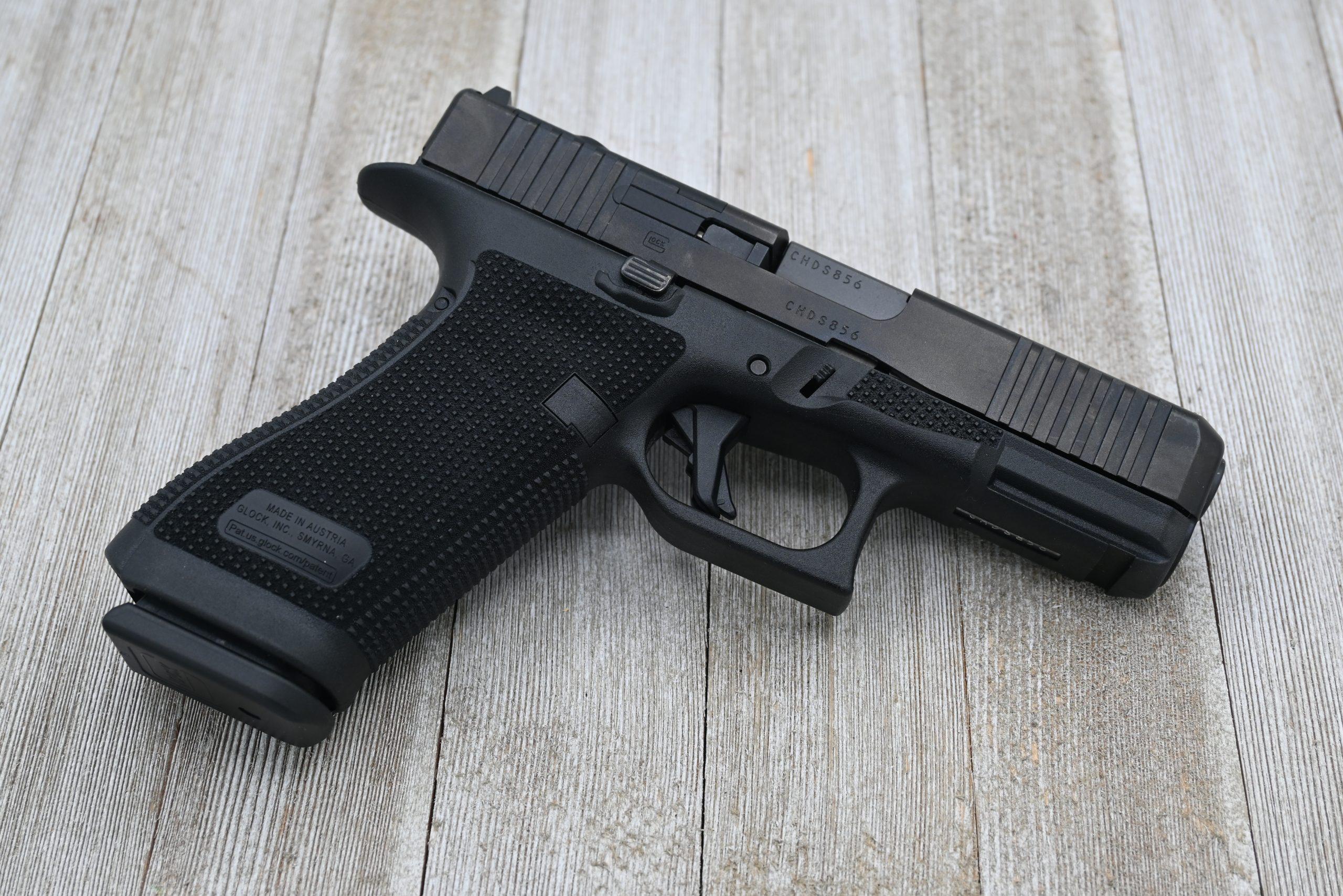 The Glock 45 Gen 6 — same familiar silhouette as its predecessors, with meaningful changes concentrated in the grip, trigger, and slide.