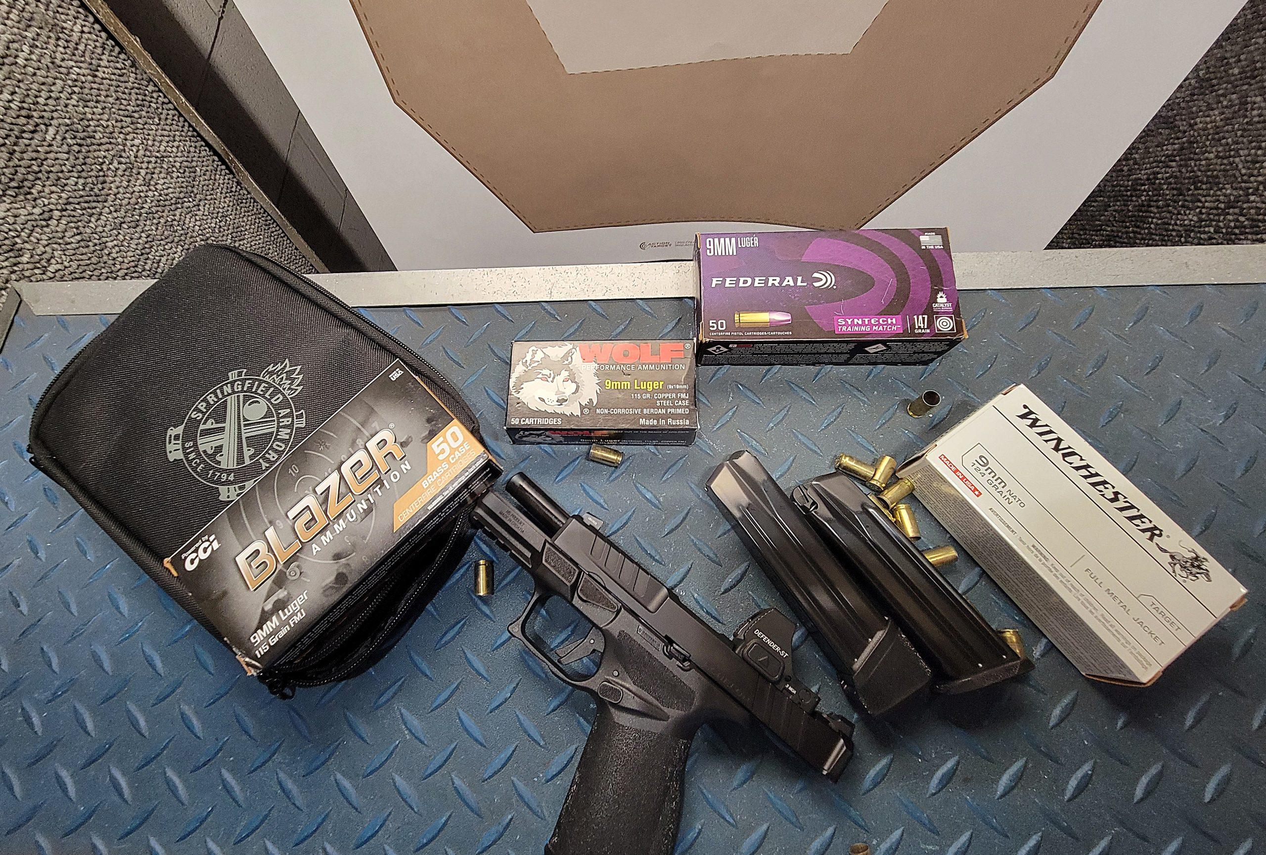 Running the Echelon at 7 yards during our three-month, 2,100+-round evaluation — the flat-shooting ergonomics and low-mounted optic make for a notably fast return to target.