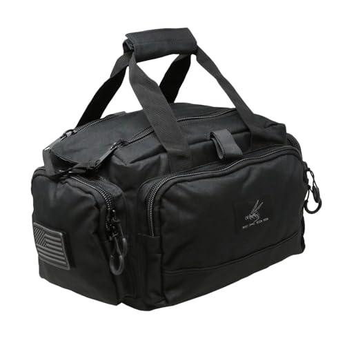Exos Tactical Range Bag - Medium Size Range Bag for Shooting - Gun Case for Handguns, Ammo Storage, Tactical Backpack, Molle Webbing, Free Subdued USA Patch, Designed in the USA (Black)