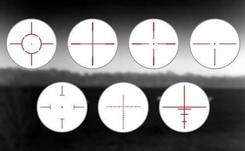 Reticle options vary by manufacturer and model
