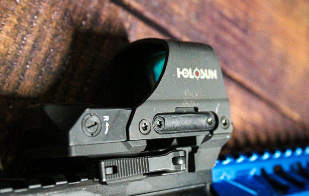 A red dot or holographic sight makes sense for an AR pistol given they're close-quarters focused.