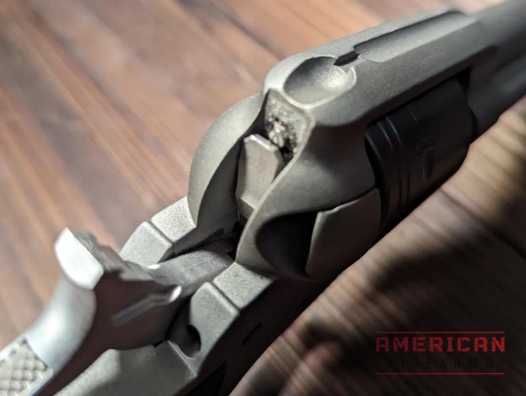 The Wrangler's transfer bar is one of two safeties on the little revolver.