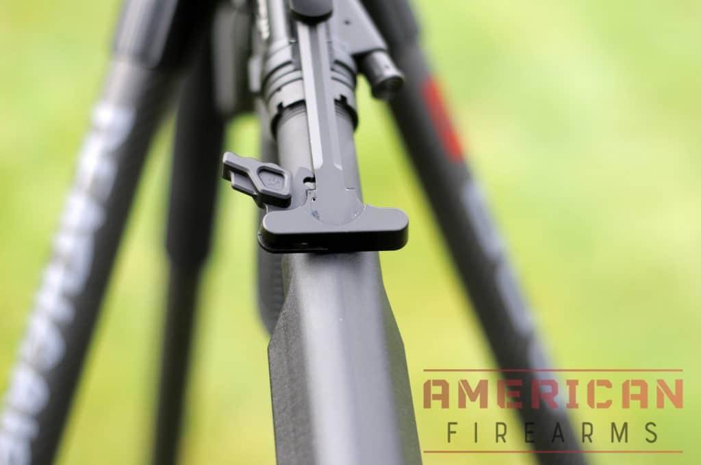 Charging handle isn't ambi, but it's got a nice, oversized lever that makes actuation easy enough.