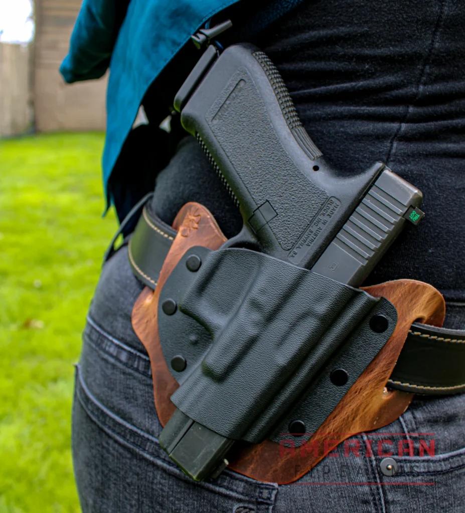 CrossBreed's OWB options often pair Kydex with leather backing, similar to their IWB options.