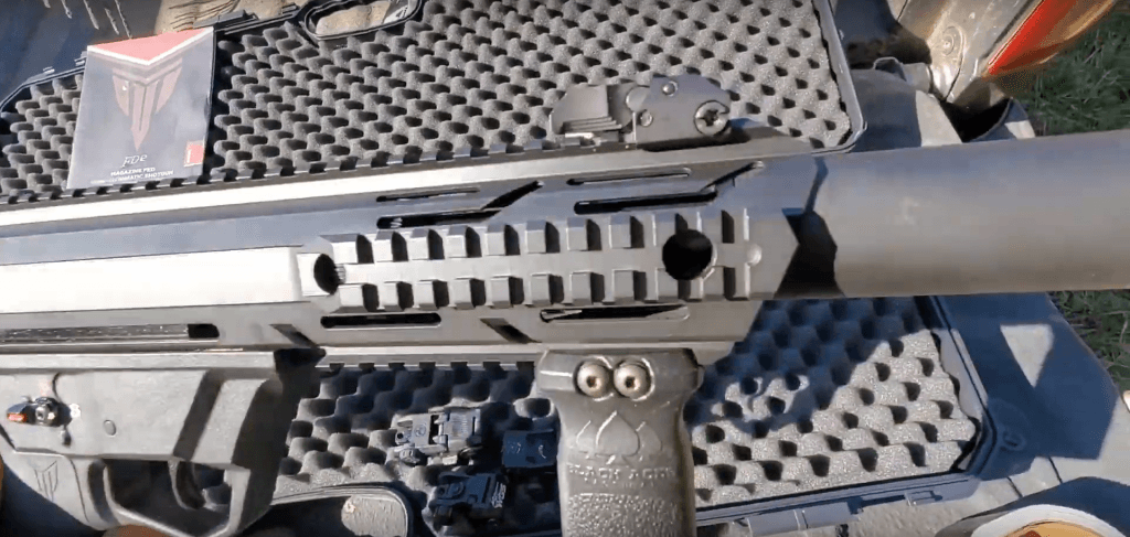 The Black Aces Pro Bullpup has as much rail space as the TS12, but more mounting options, such as this under-barrel grip. Not something you'll be able to outfit the TS12 with.