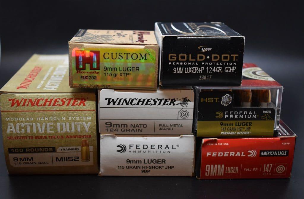 Boxes of  9mm ammo