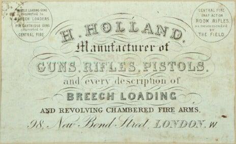 H. Holland, pre-1876 advertisement