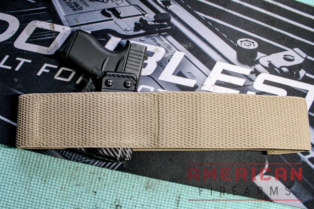 The Liberty Belly Band wraps back over the firearm like the Modular Belly Band.