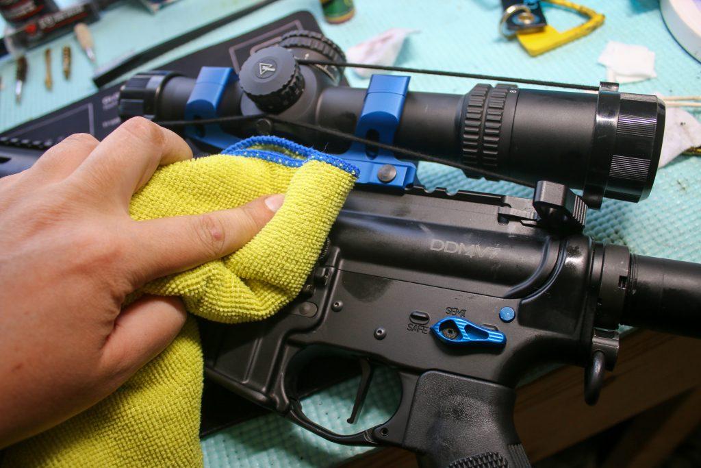 Wiping down a clean & lubricated AR