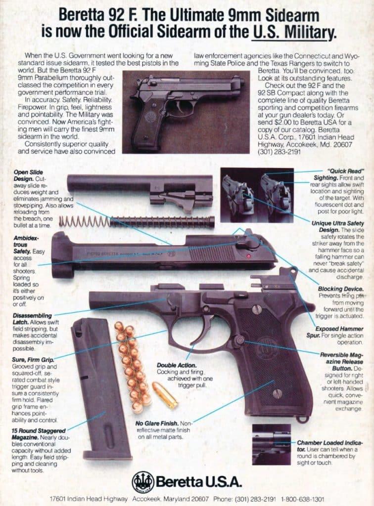 Beretta 92F M9 ad from 1986