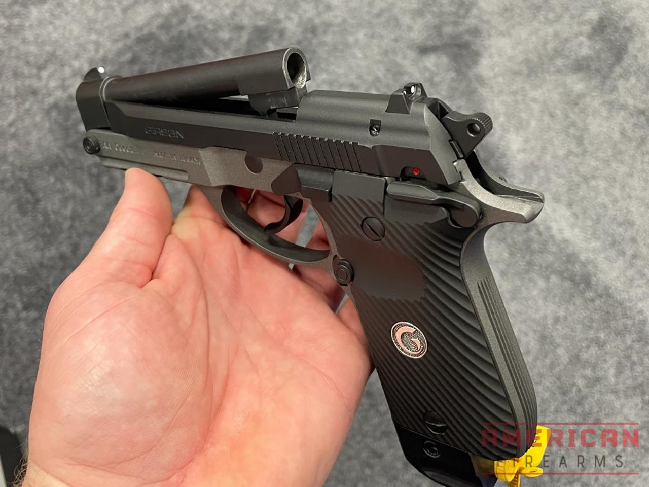 Girsan has taken the Beretta 80 series Cheetah 380 and added a tip-up barrel to it like the ones seen on the Beretta Bobcat .22/.25 and Tomcat .32.