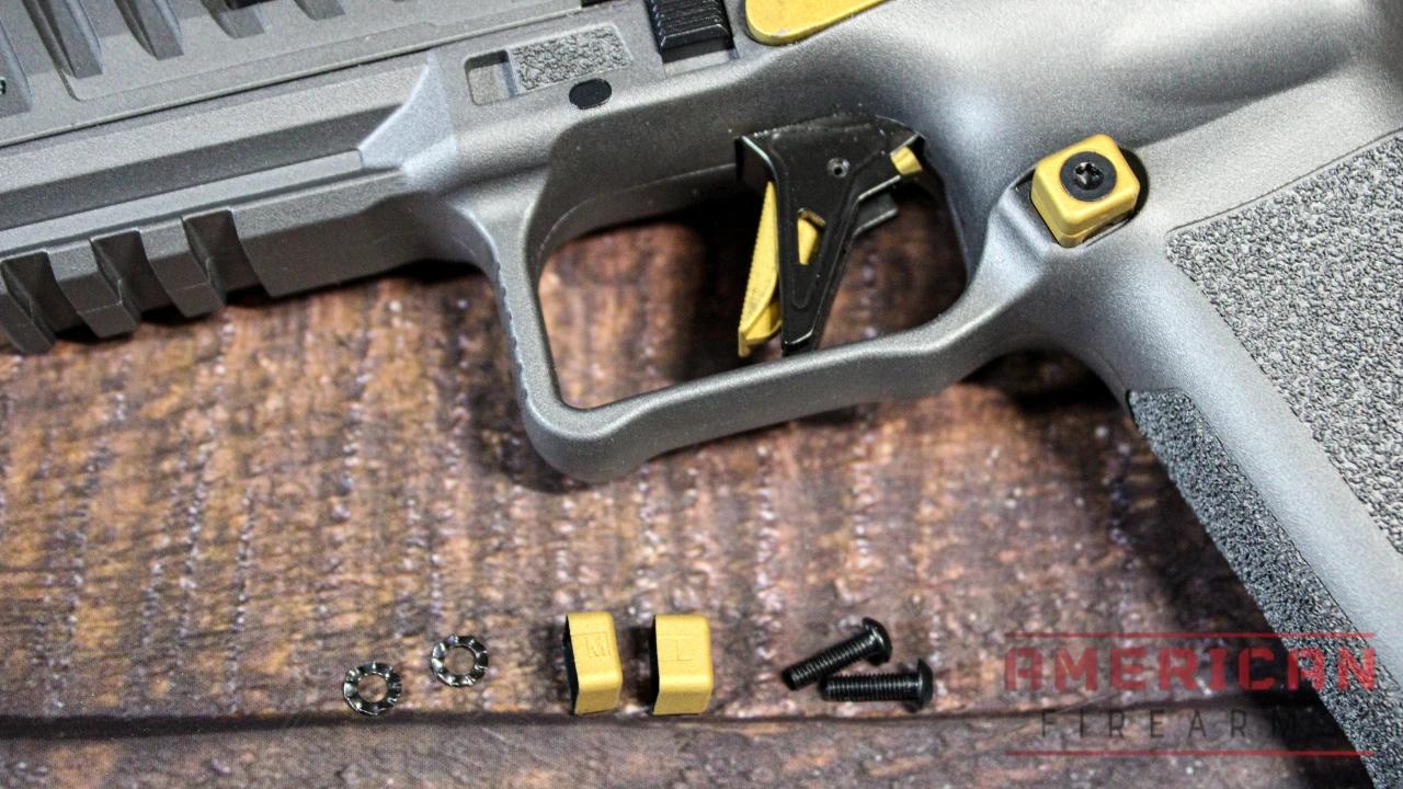Canik created a new 90-degree diamond cut aluminum flat trigger for the Rival that's race ready out of the box.