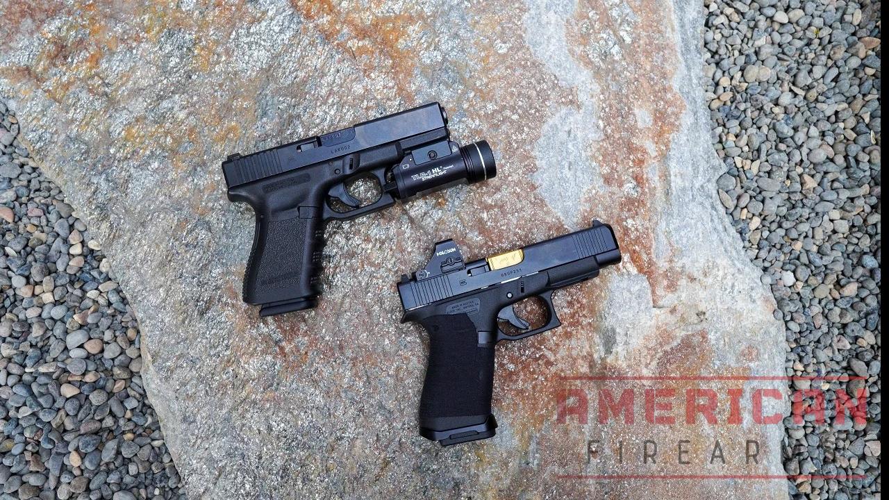 The Glock 48 (bottom) compared to the G19 (top)