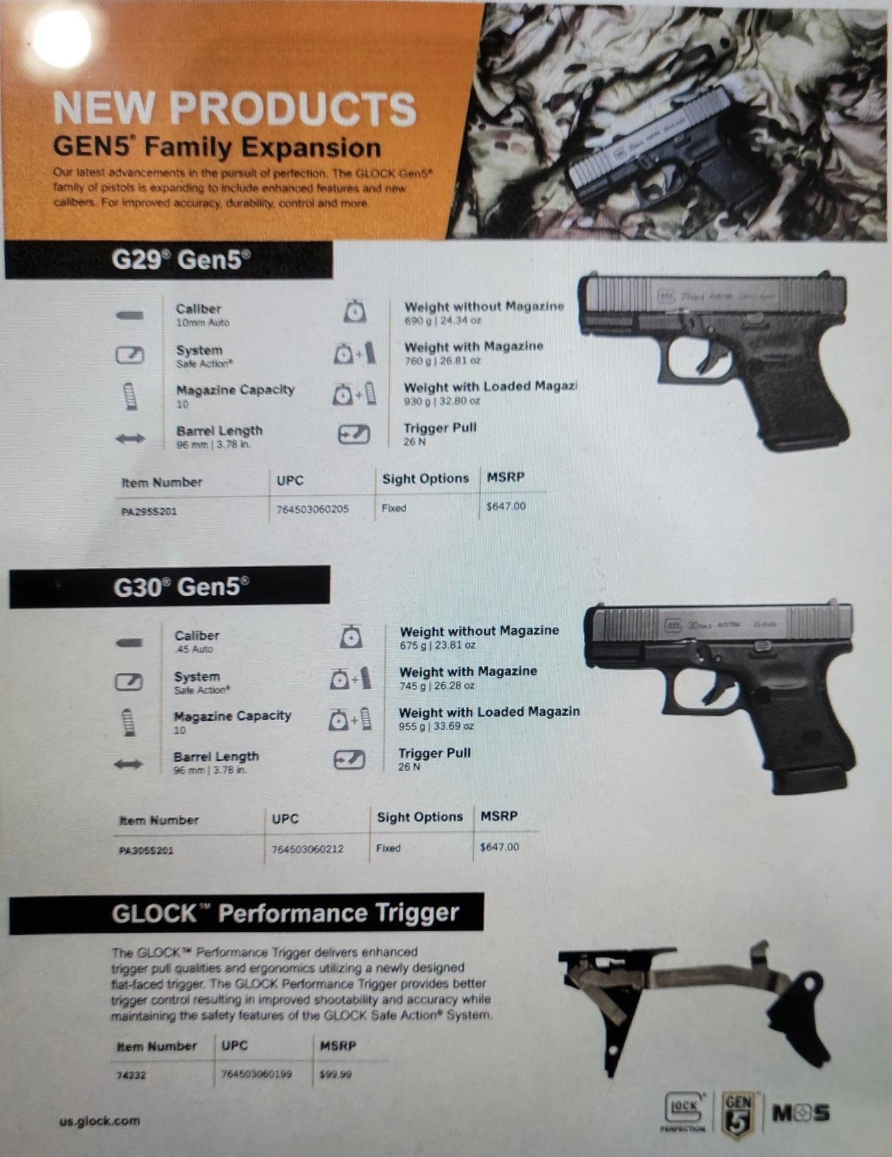 The Glock 30 & 29 product details