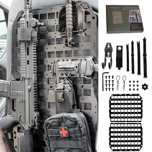 HEMSK DAYS MOLLE Seat Back Panel, 2 mm Aluminum No-Drill Vehicle Organizer, 1-Seat Kit