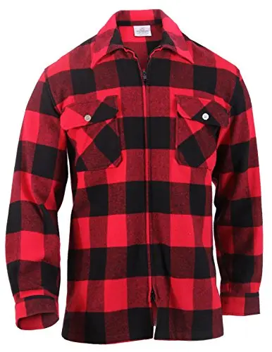 Rothco Tactical Flannel Shirt - Ultimate Concealed-Ops EDC Long Sleeve Button Down Shirt (Red, Large)