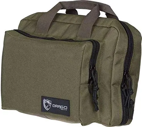 Drago Gear Double Pistol Case, OD Green, 12.5" x 9.5" x 4.5"